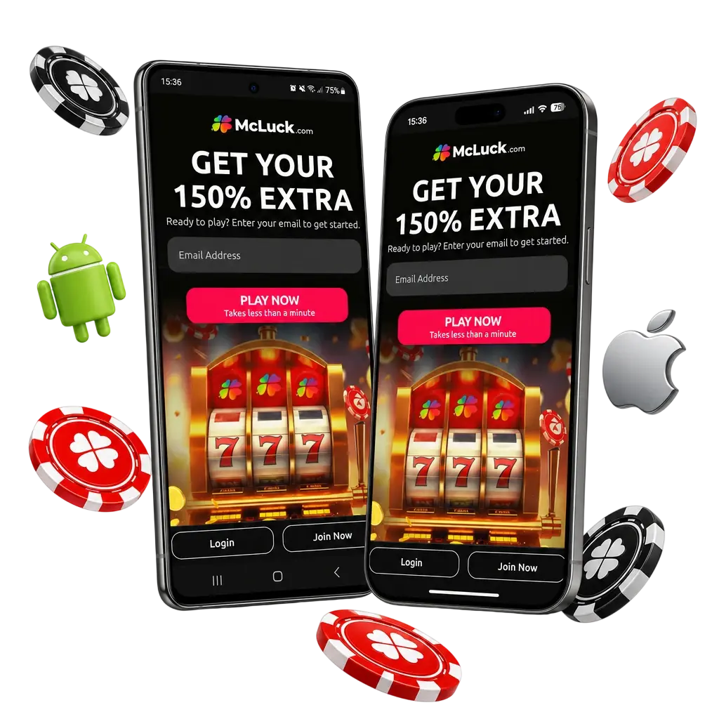 McLuck app running on Android and iOS phones