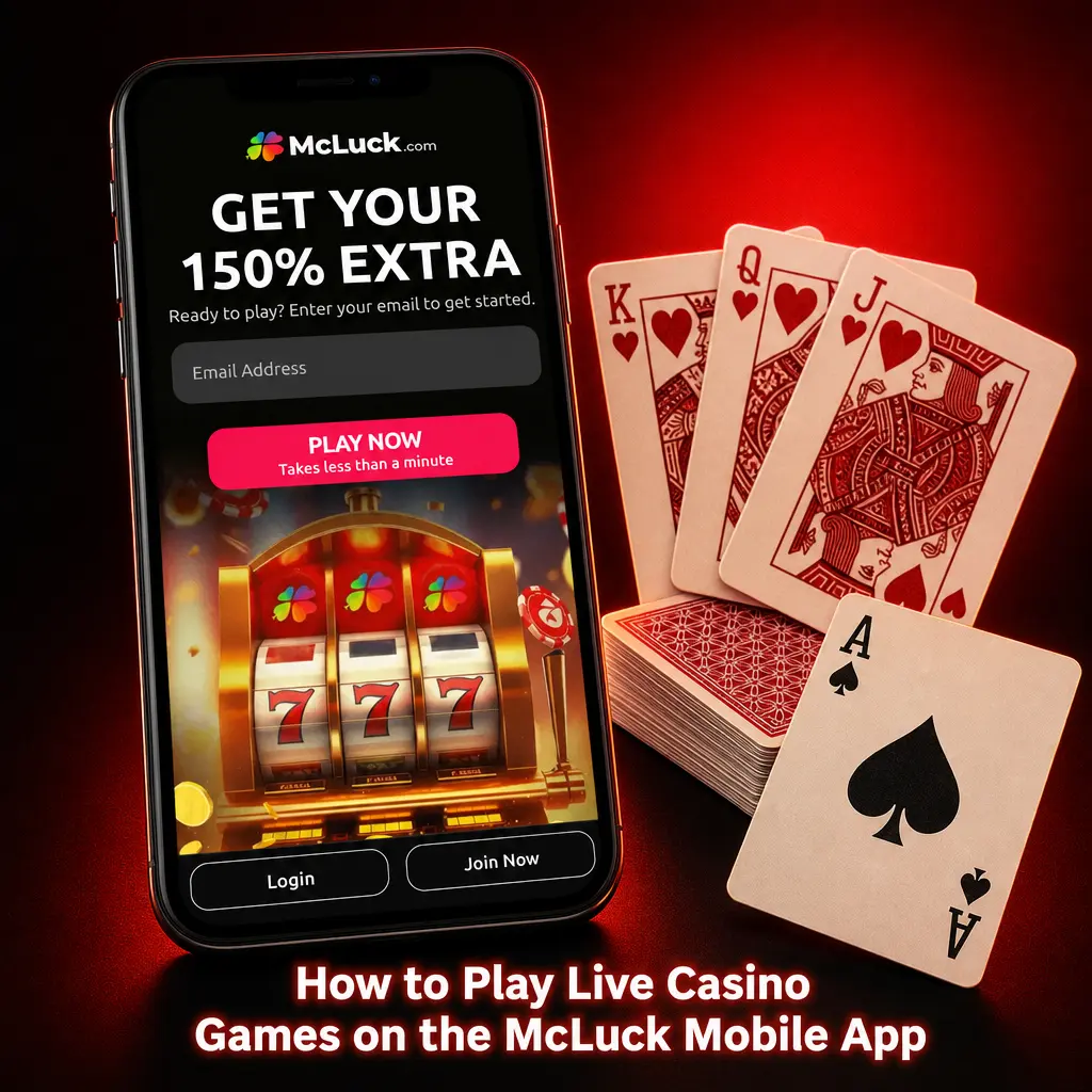 McLuck mobile app live casino lobby on a smartphone