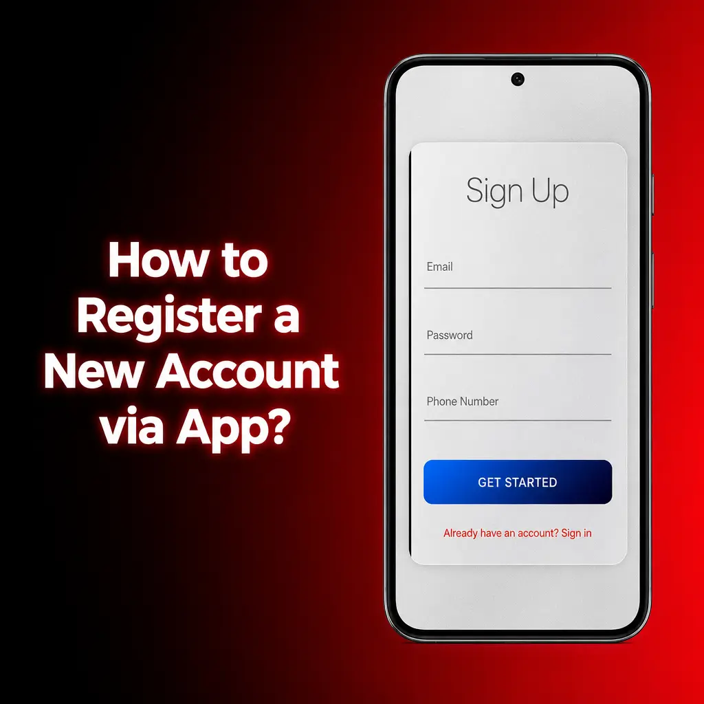 App registration screen on a mobile device