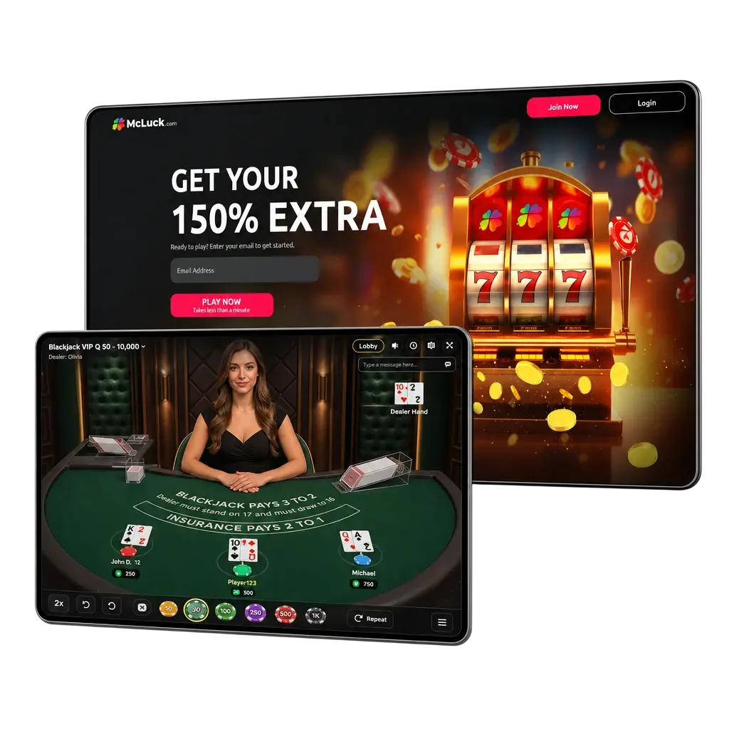 Live dealer running a McLuck casino table