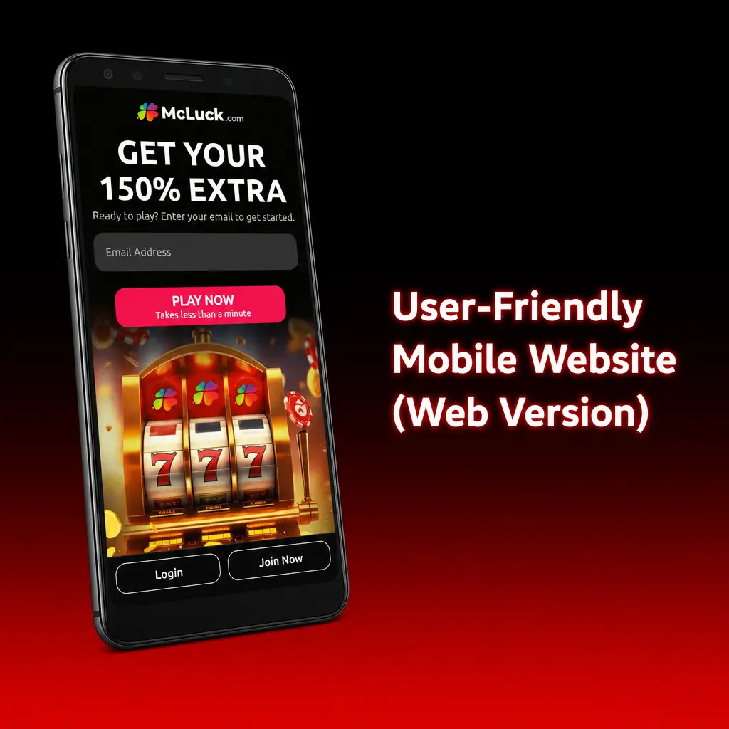 Mobile browser showing the McLuck website interface
